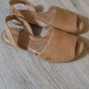 Born Trang Neutral Comfy Minimalist BohemianTan Slingback Leather Sandals Sz 9M